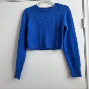 Urban Outfitters Bright Blue Fuzzy Cropped Sweater